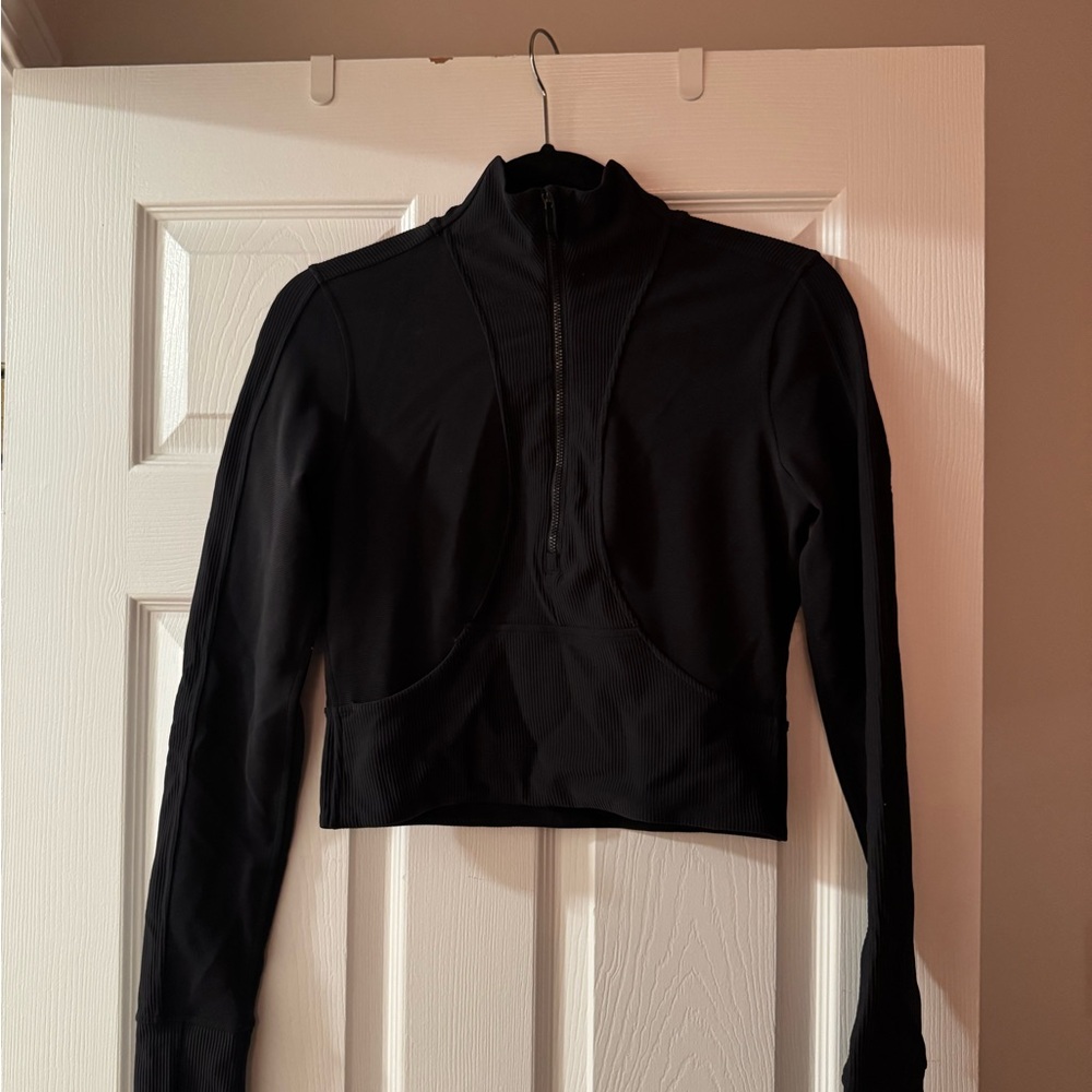 lululemon athletica Black Cropped Quarter Zip Top
